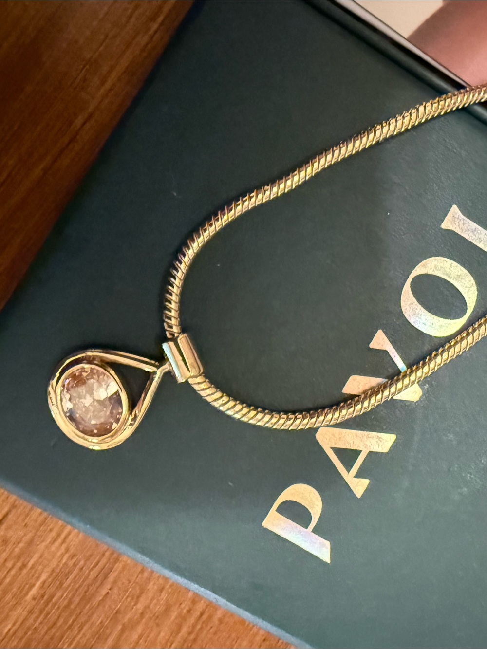 PAVOI Gold-Tone Teardrop Pendant Necklace with Diamond clear color Stone -